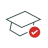 Mortarboard with a Red Check Icon